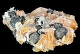 Cerussite Crystals with Bladed Barite on Galena - Morocco #100768-1